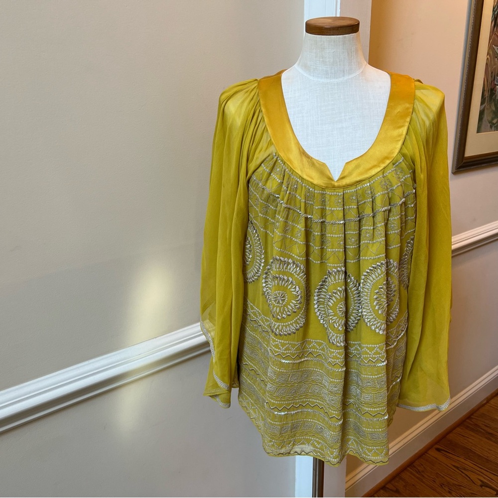 Namrata Joshipura Yellow Gold Soft Pleated Flowing Blouse (Anthropology)